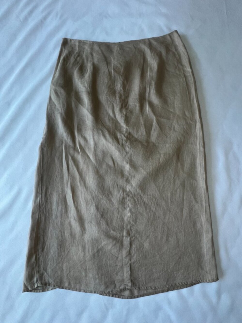 100% Linen Zara Wrap Midi Skirt Womens Size Large Tan Beige Vacation Summer - Picture 10 of 15